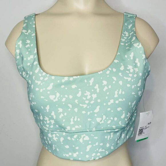 Forever 21 Long Line Sports Bra LARGE Jade Square Neck Moisture Wicking Gym NWT - Picture 1 of 9